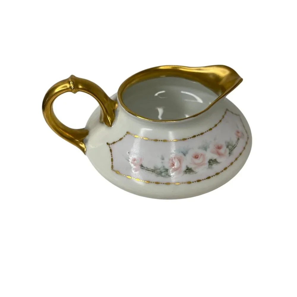 Antique J & C Creamer Bone China Pink Roses Gold Trim Portland‎ G.H.B 5